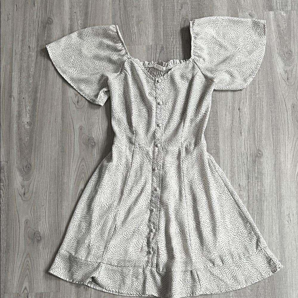 Sienna Sky Black and White Polka Dot Short Sleeve Mini Dress